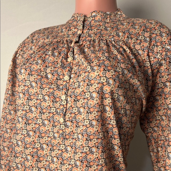 ba&sh Ines Peasant Blouse Pink Floral Print Long Sleeve 100%Cotton Size 2 - Picture 4 of 12